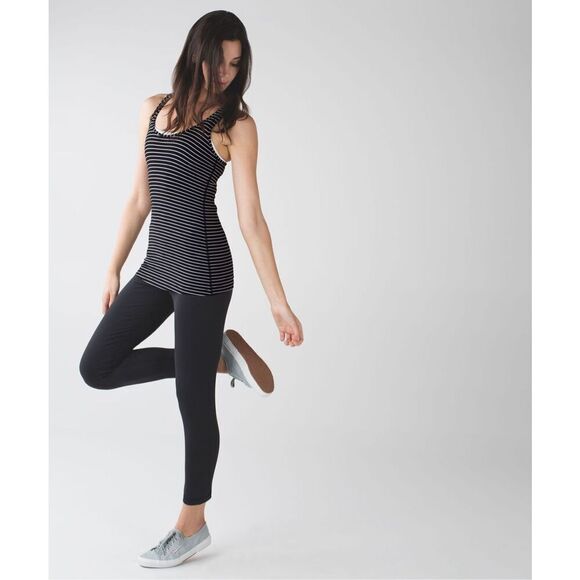 Lululemon Cool Racerback Parallel Stripe Black Size 4 - Picture 2 of 9